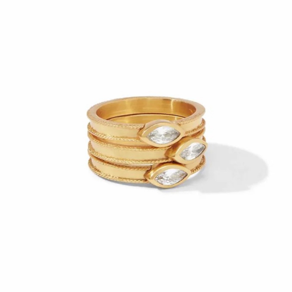 NWT Luxury Minimalist Authentic Julie Vos marquise cubic zirconia Ring Set - Picture 1 of 17